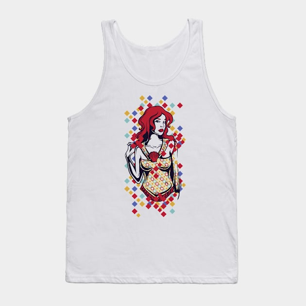 Woman Red Hair Tank Top by positivedesigners